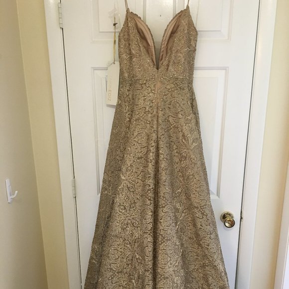 NEW Tarik Ediz style 93688 Gold w/ Rhinestones - Picture 3 of 8